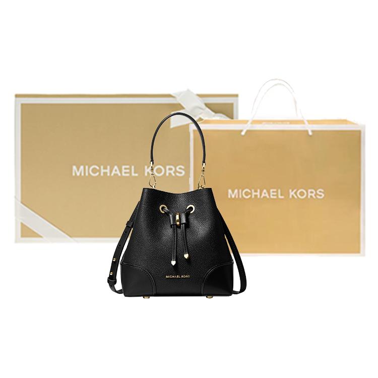 New MICHAEL KORS Mercer Gallery Bucket Leather Bucket Bag, Crossbody Bag Small Women's Black 30F9GZ5L1L-001