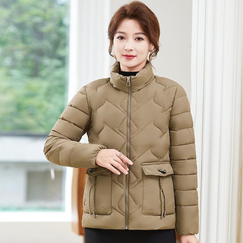 Chaqueta de Invierno Ligera Acolchada de Algodón para Mujer, Acolchada de Algodón, Acolchada de Plumón, Versión Coreana, Chaqueta Corta para Madre