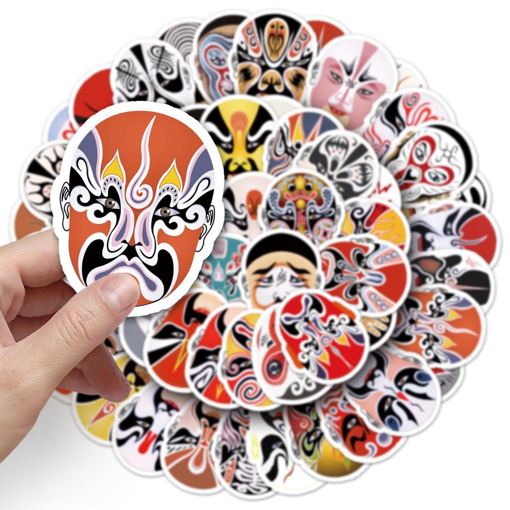 60 Peking Opera Face Painting Huadan Stickers: Chinese Style for Suitcase, Scooter, Car, Phone, and Tablet