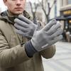 Solid Color Faux Suede Gloves Thickened Full Fingers Mittens Fashion Men Flip-Tops Gloves Male