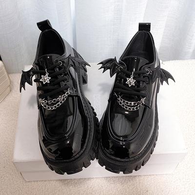 Plataforma de corrente lolita sapatos góticos mulher primavera estilo universitário bombas de couro feminino japão sapatos de uniforme escolar