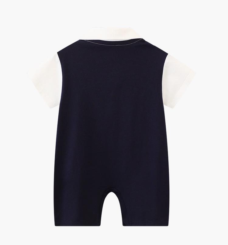 Trendy Summer Lapel Baby Boy Romper – Stylish Infant Crawling Suit for One-Year-Olds
