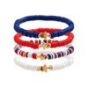 Independence Day Soft Pottery Beaded Letter Bracelet Set, Personalized Elastic Star Flag Contrasting Color Jewelry