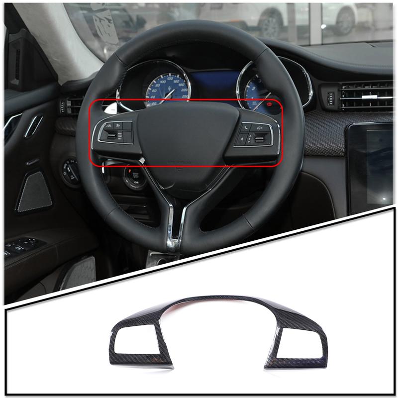 

Real carbon fiber For Maserati Levante Ghibli Quattroporte 2013-2026 Car Steering Wheel Button Frame Ring Trim Cover accessories