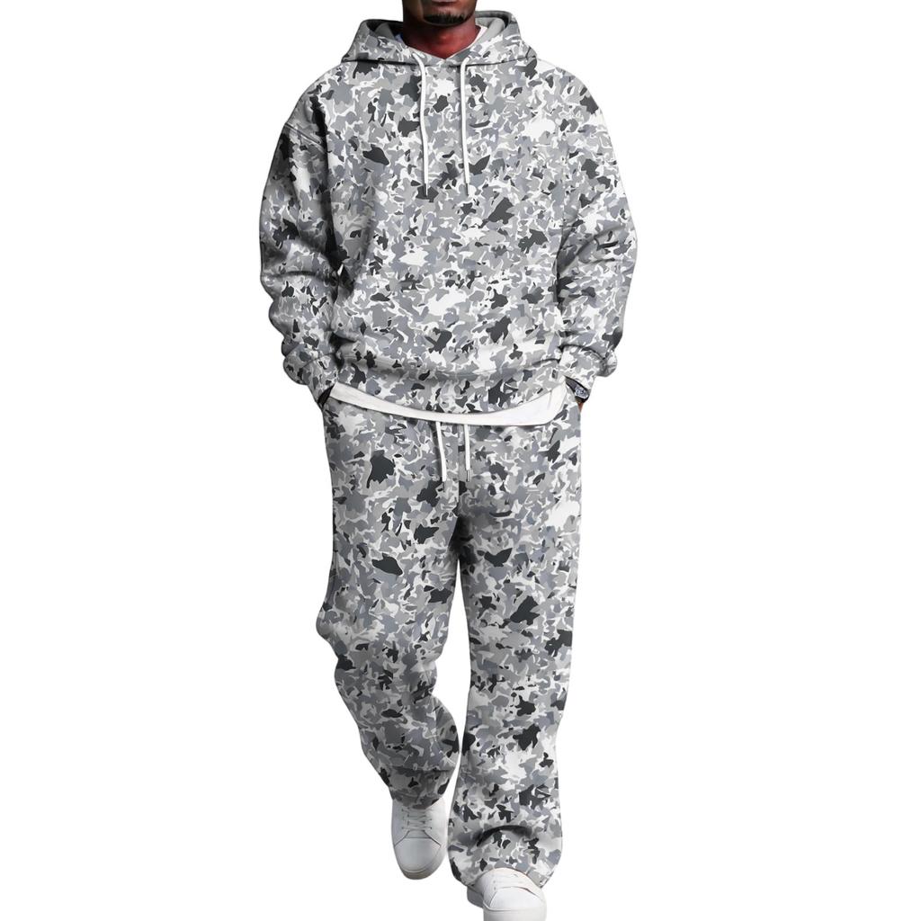 Pánská vrstvená mikina s kapucí a nákladové kalhoty Set s elastickým pasem Ležérní outfit