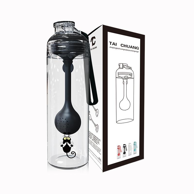 Student Tea Water Separation Water Cup with Spoon Gift Sports Bottle Plastic Water Cup