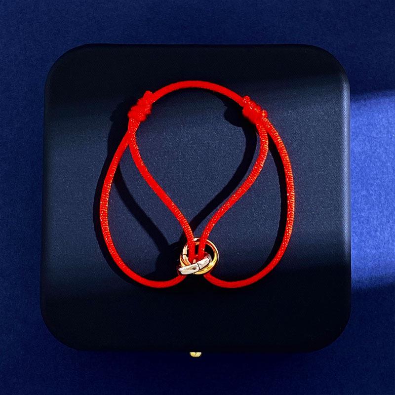 Three-Color Hand-Woven Red Rope Bracelet: Lucky Valentine's Gift for Couples.