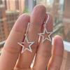 New Creative Silver Color Cross Earrings for Women Cute Hollow Four-pointed Star Stainless Steel Dangle Earrings Fashion Jewelry