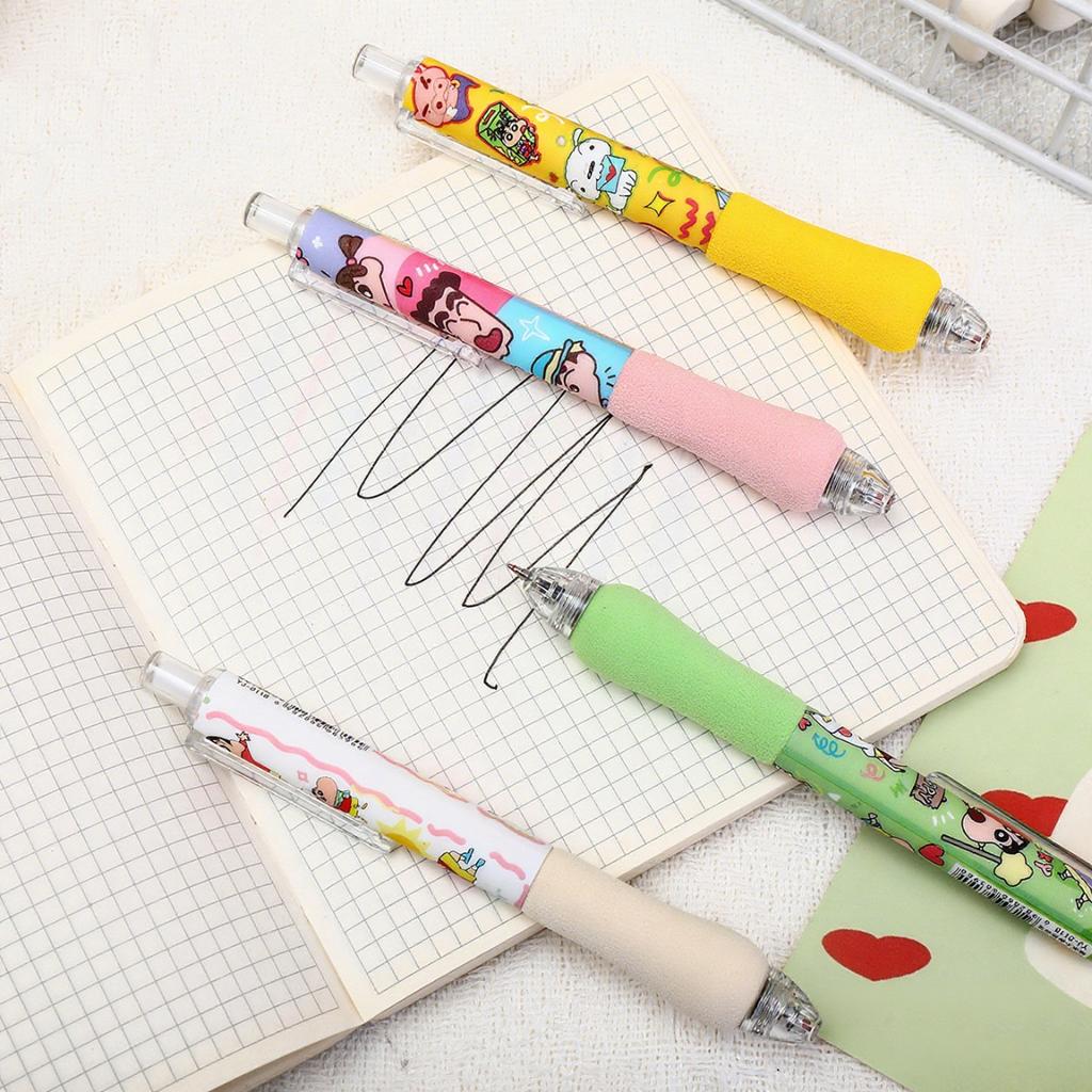Crayon Shin Chan Push Button Gel Pen Stationery For School Fun Face Chang Cute Student Exam Pen Black Water Pan Papeleria Gift
