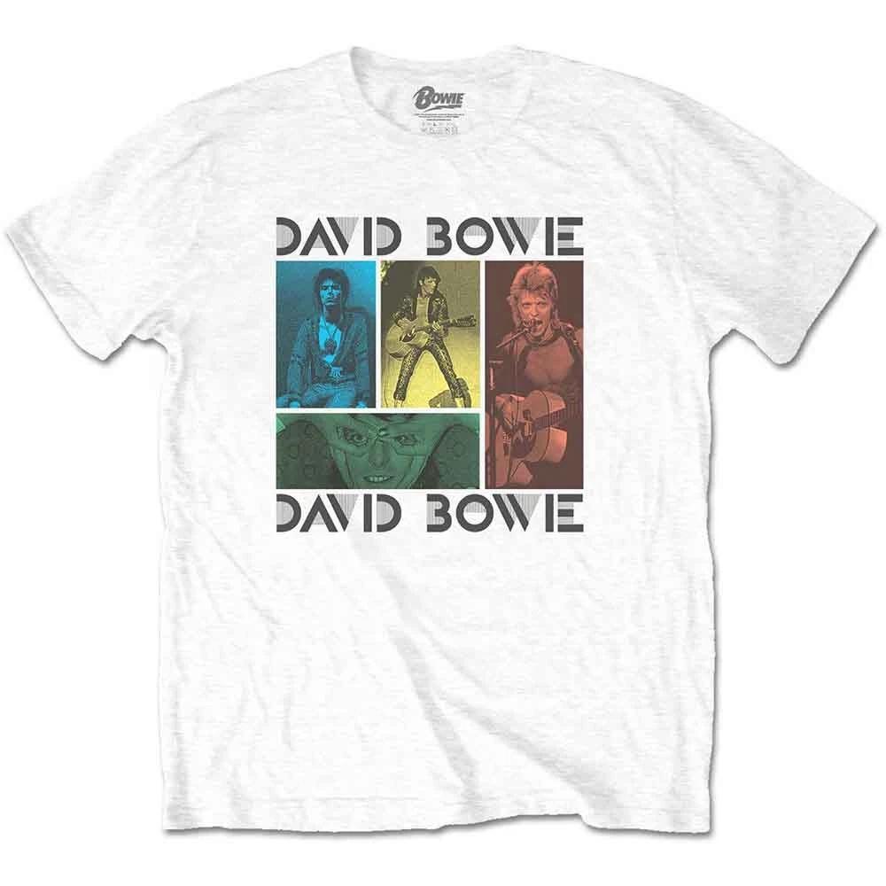 David Bowie T Shirt Mick Rock Photo Collage Logo Official Mens White XXL 3XL