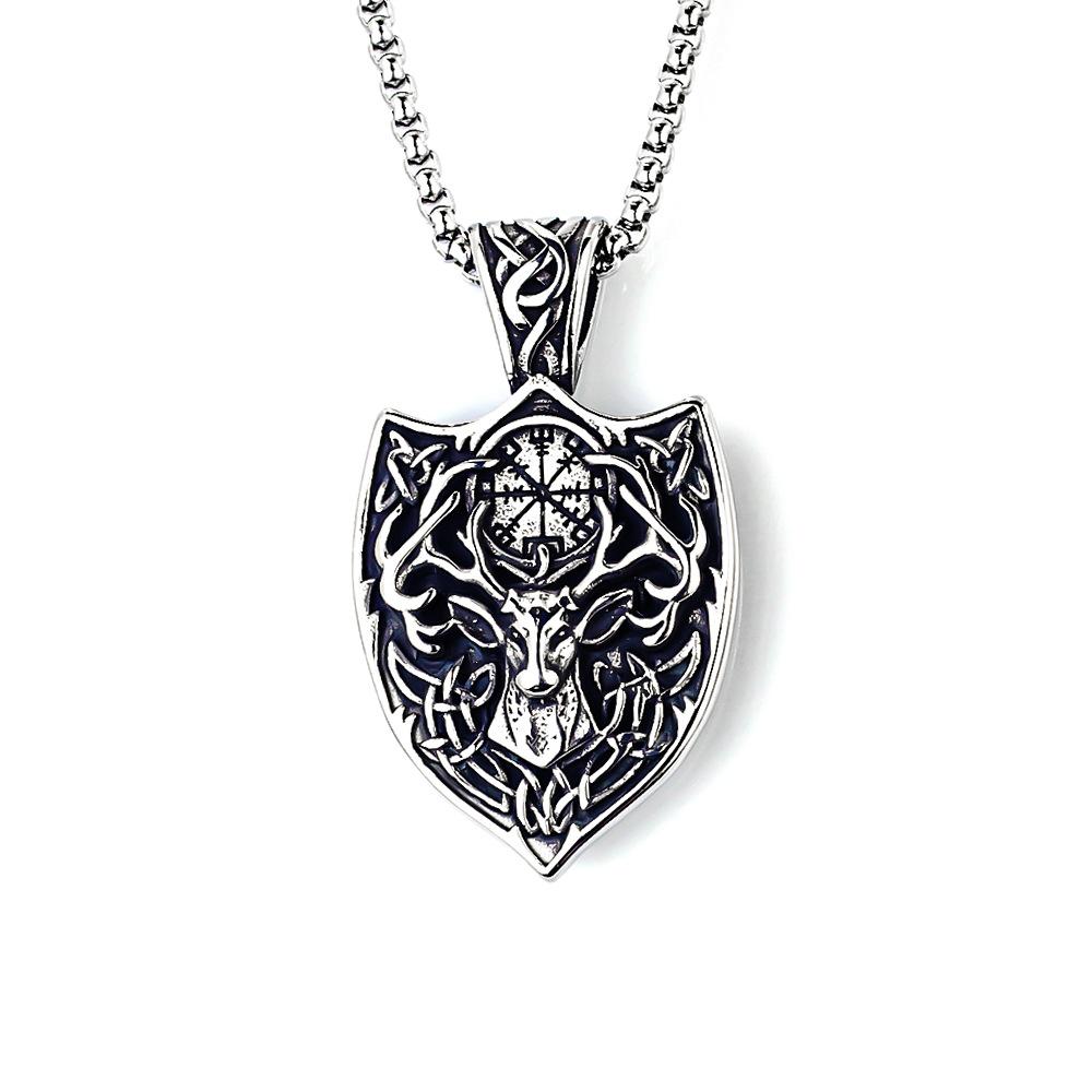 Viking Dragon Pattern Stainless Steel Necklace Bold Retro Fashion Jewelry