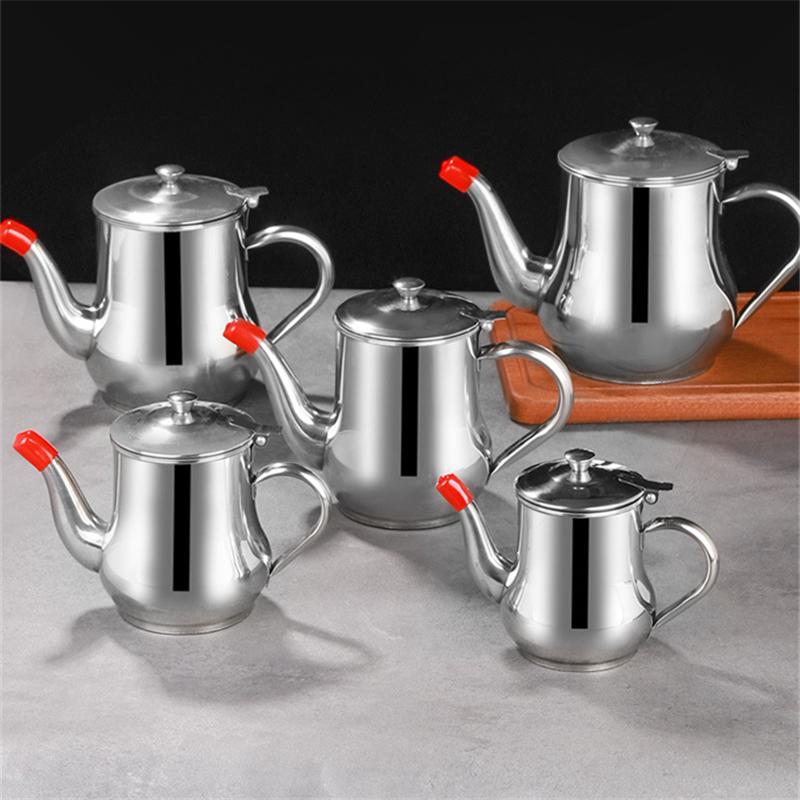 New Stainless Steel Oil Bottle Jar Dispenser Leak-Proof Seasoning Pot Residue Strainer Vinegar Sauce Container For Kitchen Home