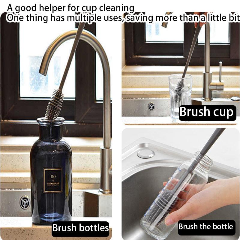 Silicone Cup Brush Milk Bottle Cleaning Brush Long Handle Water Bottles Cleaner Glass Cup Cleaning Brush Kitchen Cleaning Tools