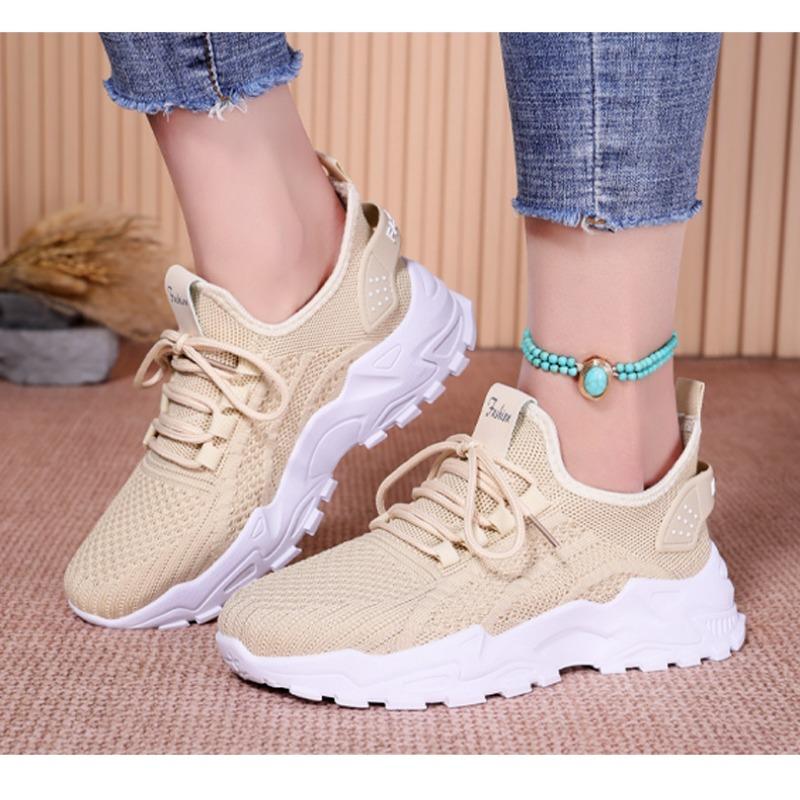Women's Breathable Mesh Chunky Sneakers - Lightweight Athletic Shoes with Non-Slip Sole