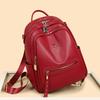 Vintage Backpack Women's Solid Color Backpack Large Capacity Schoolbag