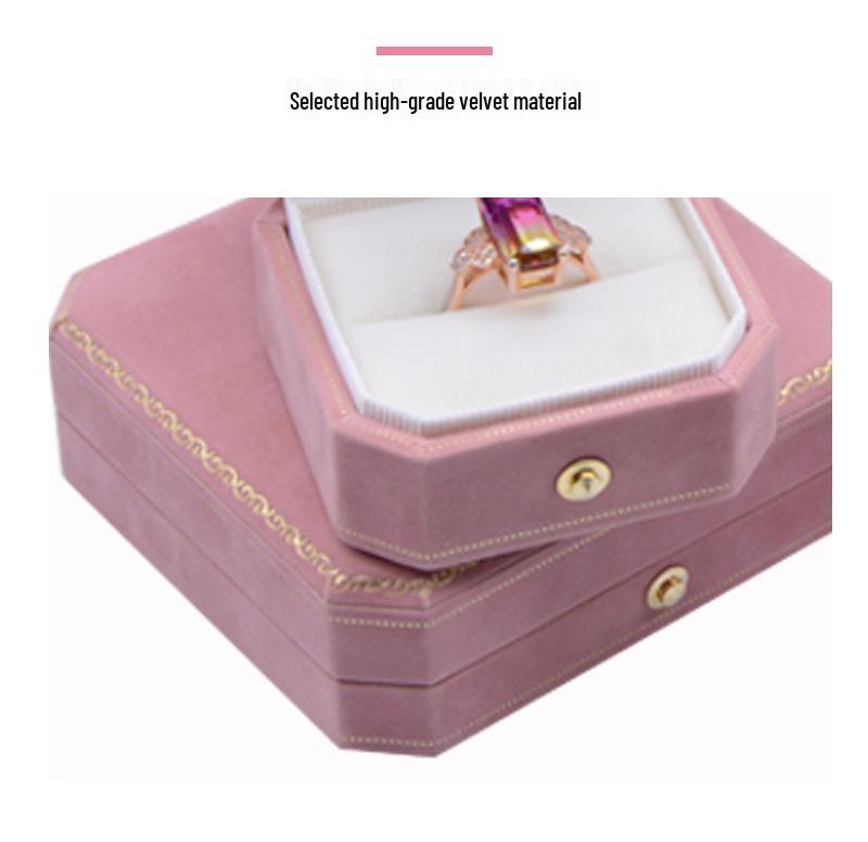 Octagonal Velvet Wedding Jewelry Box for Rings, Necklaces, and Earrings