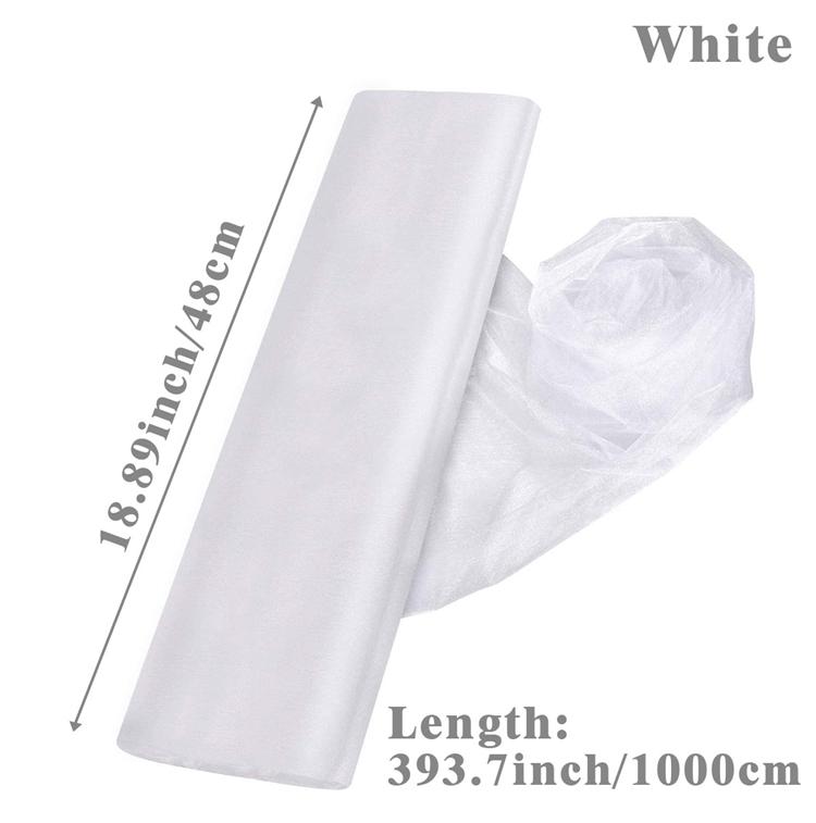 White Wedding Decoration Tulle Roll Crystal Organza Sheer Fabric For Wedding Birthday Party Backdrop Weeding Chair Sashes Decor