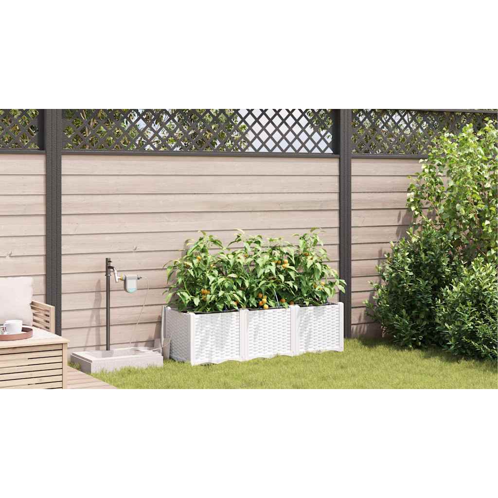 Garden Planter Set 3 pcs White 120 x 40 x 37.5 cm Plastic