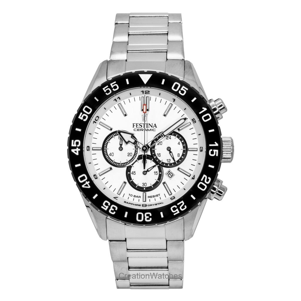 

Мужские часы Festina Ceramic Chronograph из нержавеющей стали с белым циферблатом, кварцевые F20575-1 100M белый