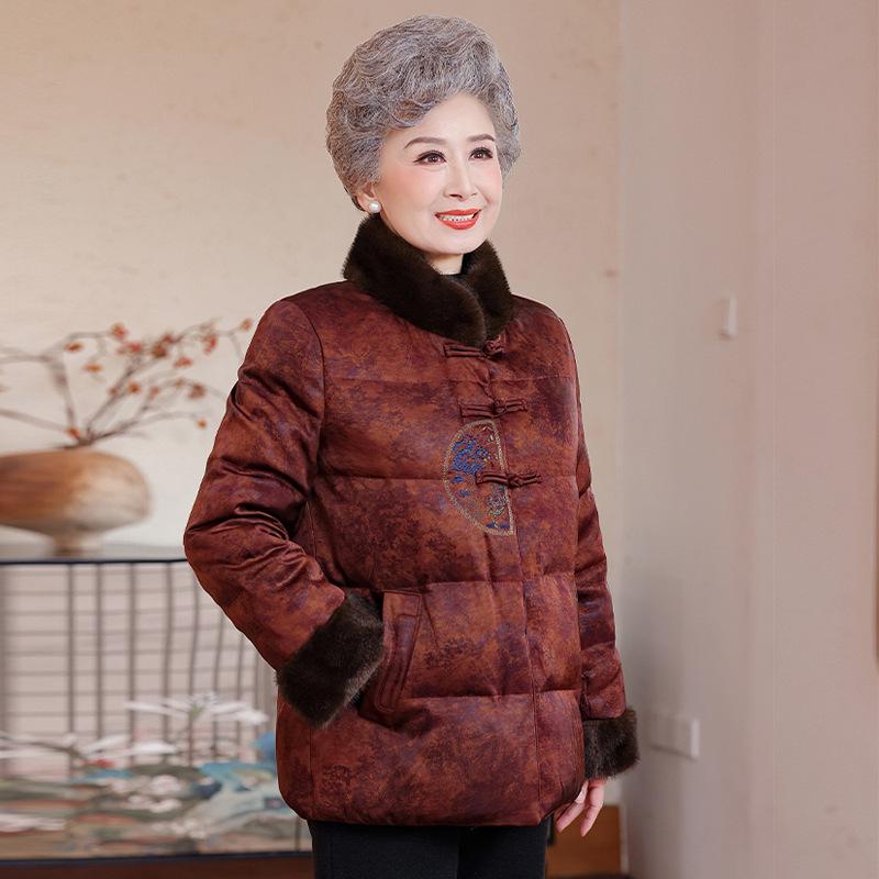 Женская зимняя ретро пуховая куртка 2025 года для стильных мам старше 50 лет XL красный
