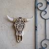 Colgante de Pared Vintage Cabeza de Vaca Cráneo de Animal 3D Estatua de Arte Escultura de Cabeza de Toro Decoración Colgante de Pared para Hogar Sala de Estar Bar Manualidades