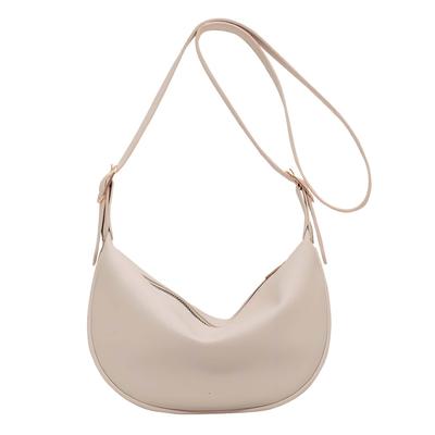 MR&KB Women's Crossbody Bag, Crescent Moon Design, PU Leather, Small, Water-Repellent, Perfect for School, Commuting, or Bicycle Use (White)