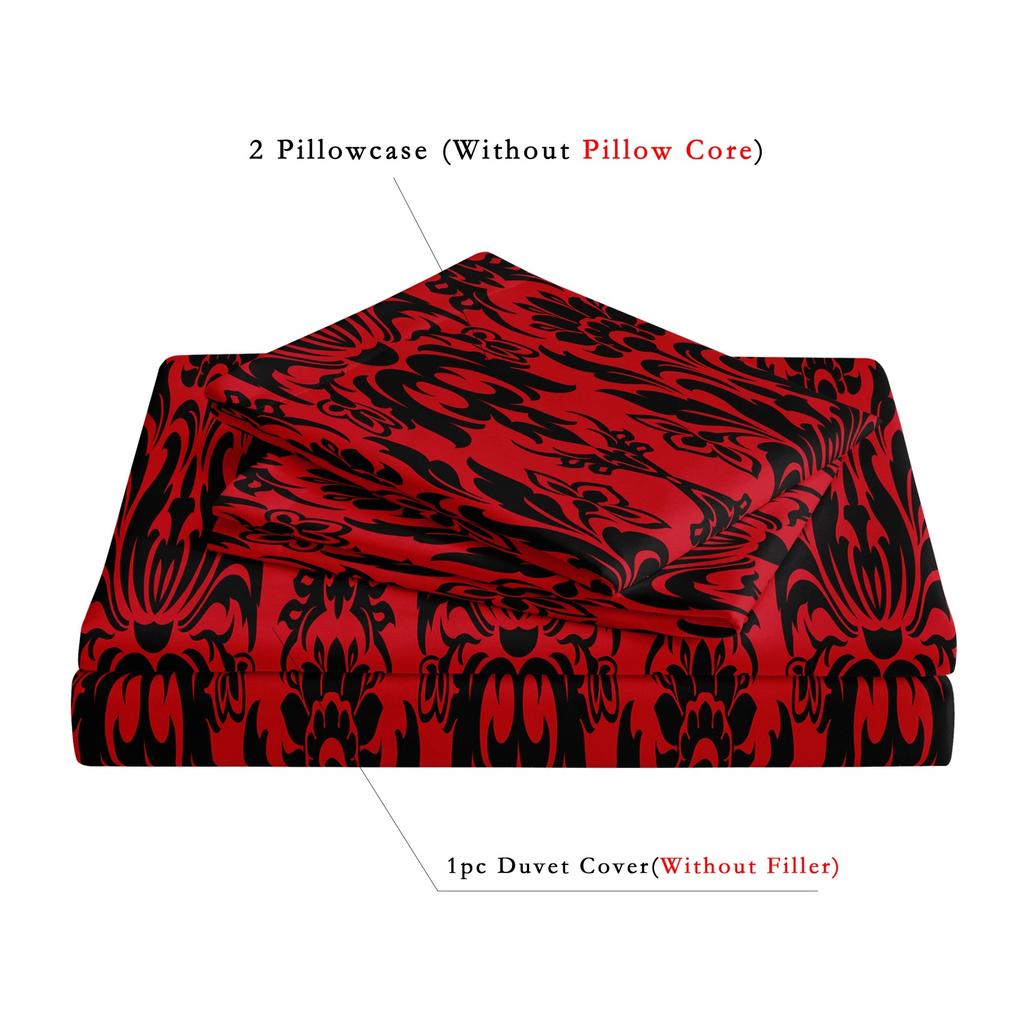 3Pcs Red Textured High-Definition Print Bedding Set Included 1 Duvet Cover & 2 Pillowcases For All-Season Home Dorm Decor