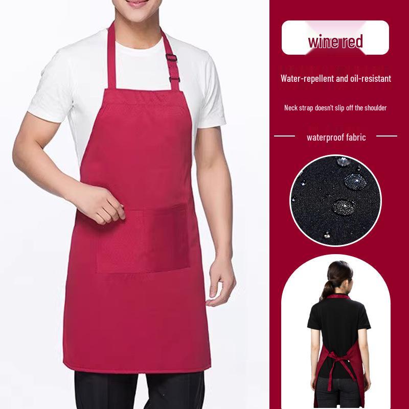 Red Wedding Festive Apron - Waterproof, Oil-proof, Adjustable, Double-Shoulder Design