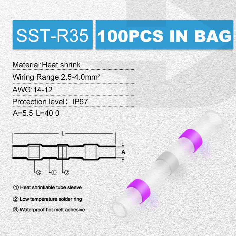 100 Stück Schrumpfverbinder Rot Schrumpf AWG 22 bis 18 Stoßverbinder Elektrische Verbinder Verzinnt Lötversiegelt Klemmen