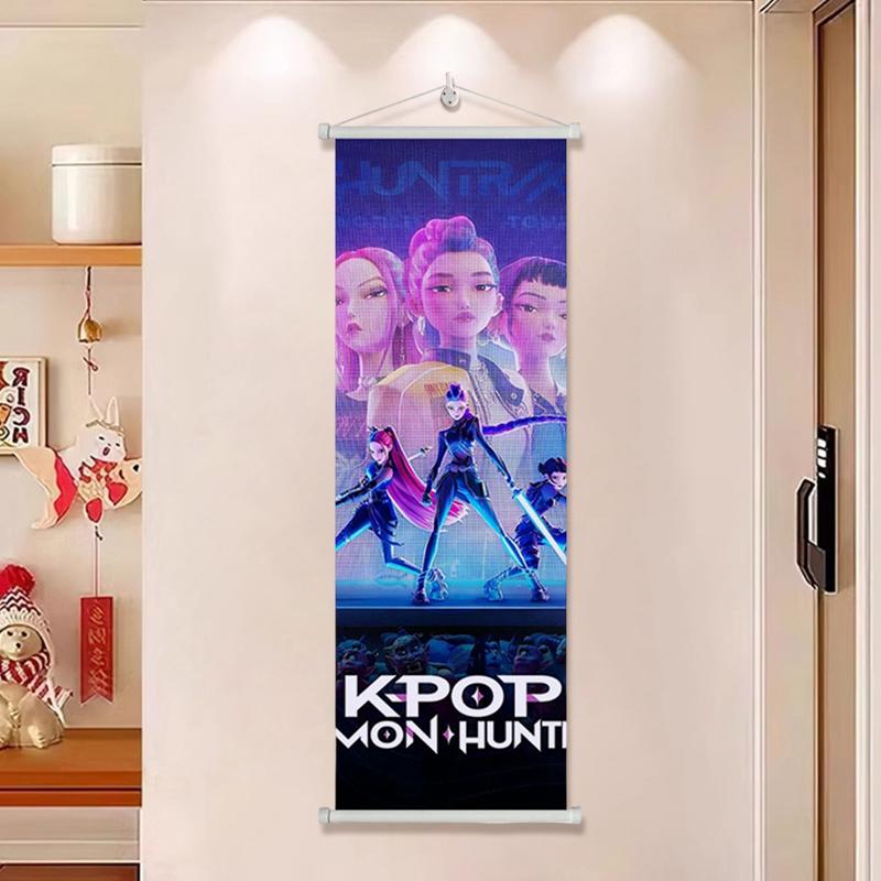 Kpop: Demon Huntrix Hängestoff Rumi Mira Zoey Gedrucktes Poster Dämonen h-Jäger Rollbild Bild 75x25cm Wanddeko