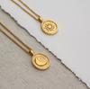 Sun Moon Round Coin Necklace: Stainless Steel with 18k Gold Plating