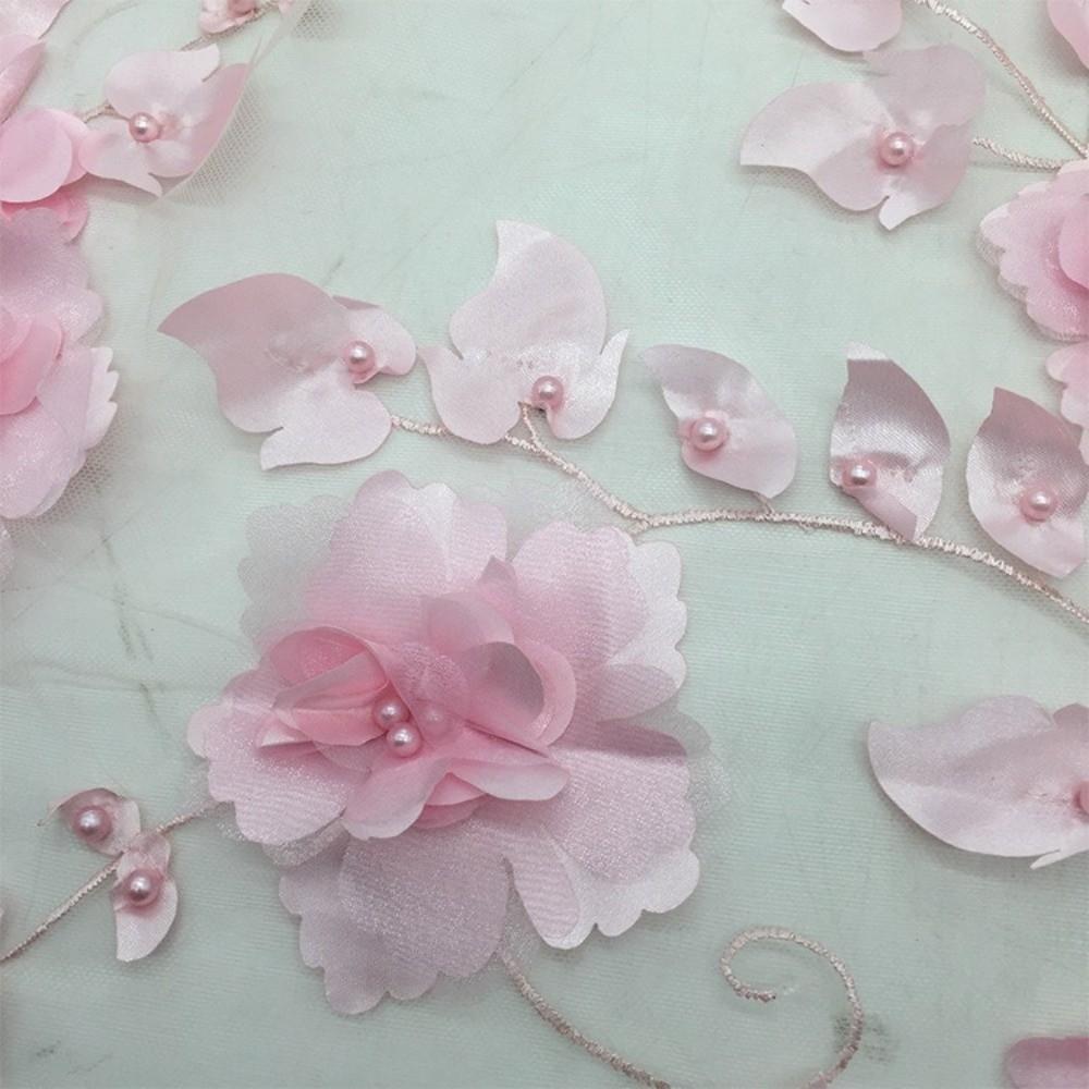 With Beads Embroidery Lace Fabric 140cm*1 Yard Clothing Sewing Fabric  Wedding Dress Applique