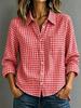 1116 Spring and Summer European and American Women's Long Sleeve Plaid Casual Loose Lapel Shirt Women's Top