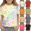 Kids Animal Print Crew Neck Short Sleeve Casual Loose Fit T Shirt Comfortable Cotton Blend Fabric Soft Texture Summer Wear