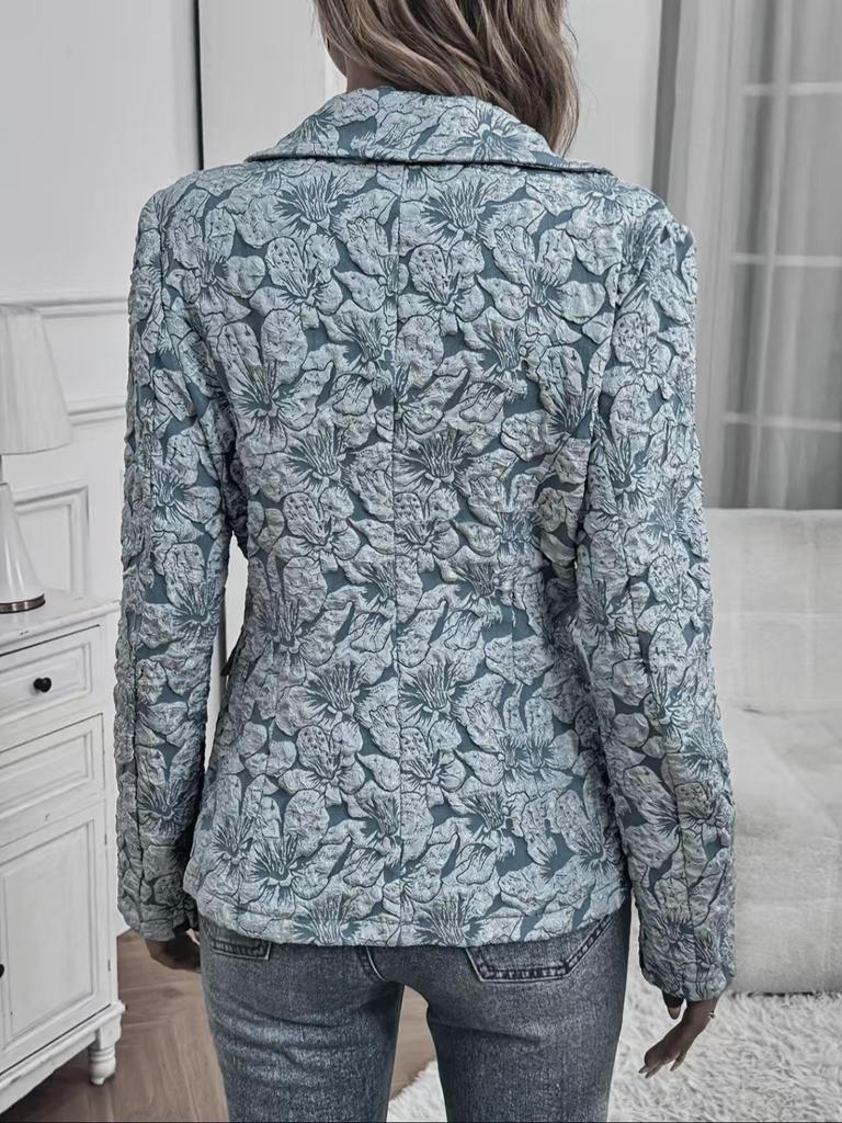 Casual Women's Spring/Autumn Retro Lily Jacquard Slim Fit Short Jacket