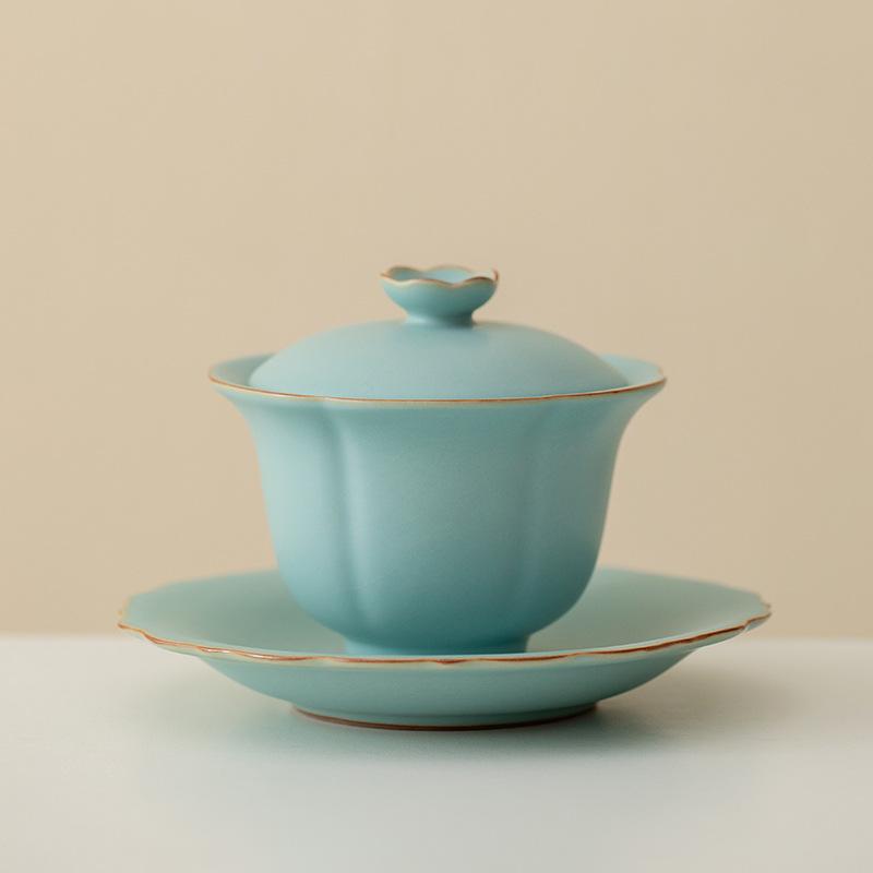 

Imitation Song Dynasty Azure Ru Kiln Gaiwan Porcelain Bowl Tea Bowl Tea Tureen Tea Brewing Cover Bowl Chinese Tea Set Gift 200ml