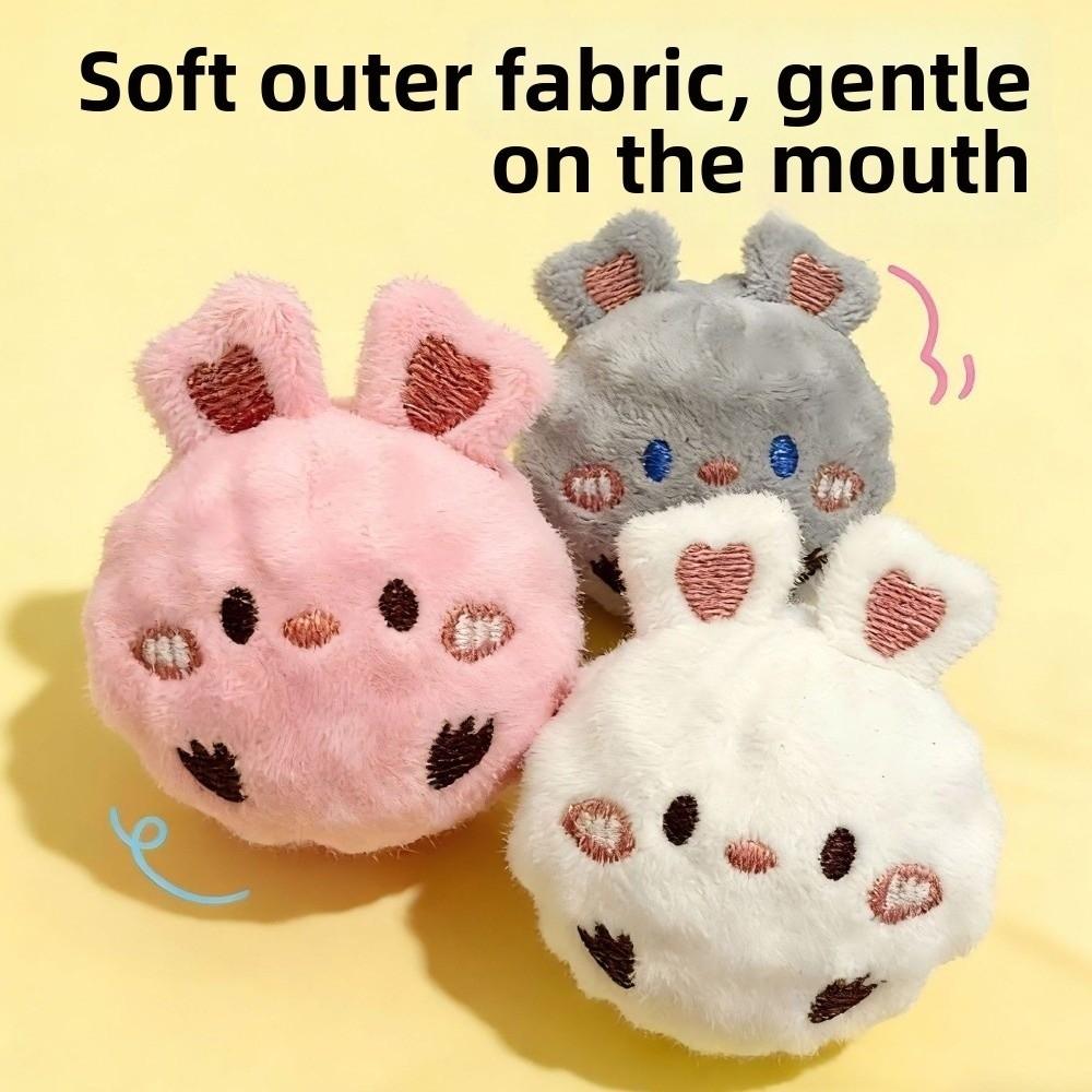 Bunny Shape Plush Dog Toy Ball Bite Resistant Puppy Squeaky Toy Cute Pet Bouncy Ball Fetch Game