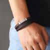 Vintage Multi Layer Magnetic Clasp Handwoven Genuine Leather Bracelet Cuff For Men Fashion Accessory