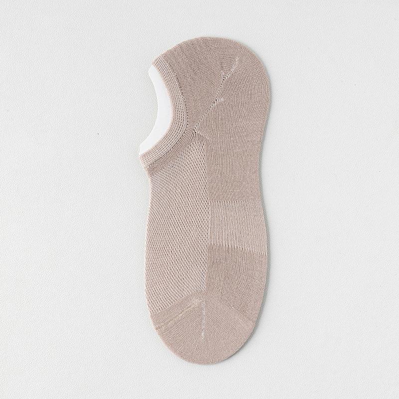 Men's Summer Pure Cotton Deodorant Wicking Mesh Boneless Invisible Heel Socks