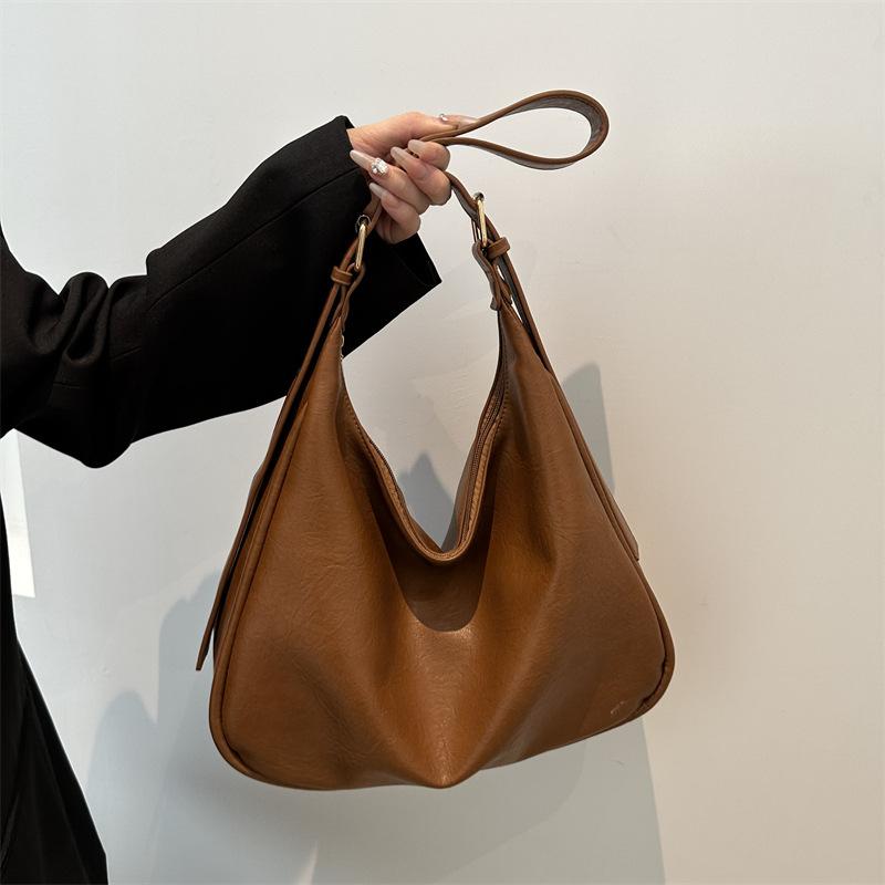 Korean Style Faux Leather Shoulder Bag for Women Trendy Minimalist Crossbody Tote Handbag CLE