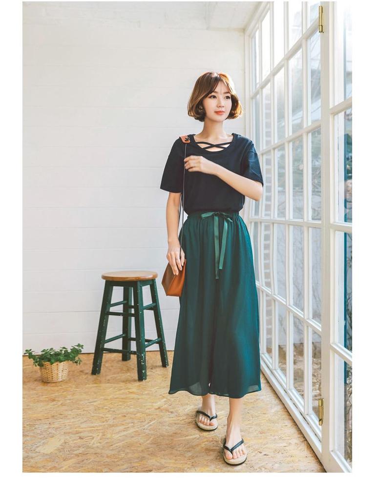 Frühlings-/Sommer Chiffon Weitbein Culottes für Übergrößen Damen - Lässig & Locker geschnitten