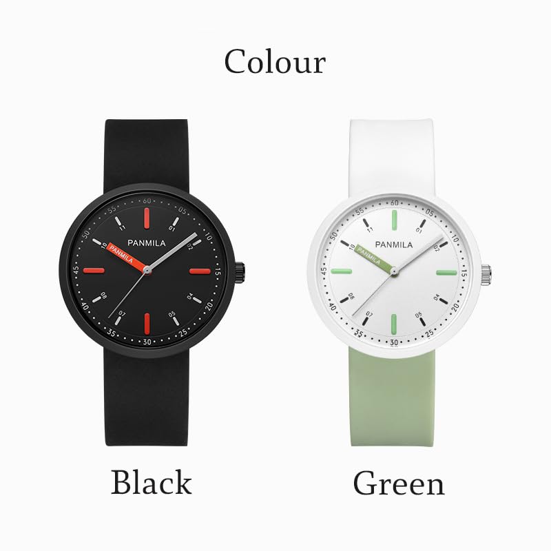 Analog wristwatch with silicone strap for men and women (black)