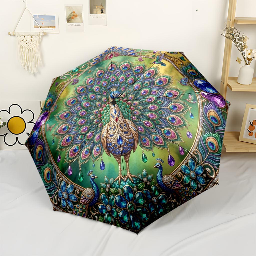Yin Yang Dragon Phoenix Compact Travel Automatic Umbrella Sturdy 8 Rib Shaft Foldable Design Outdoor Daily Use Elegant Umbrella Wedding Party Gift