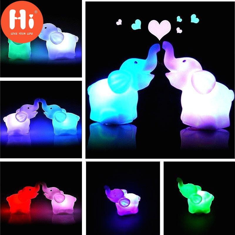 7 barev měnící LED noční lampa slon s baterií Party dekorace Panenky Nightlight Baby