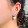 Needle Light Luxury Sweet Girl Heart Princess Pink Earrings Love Pearl Earrings Pendant Earrings