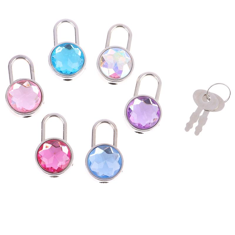 Mini Round Shape Padlock Luggage Hardware Locks W/Keyfor Jewelry Box Suitcase