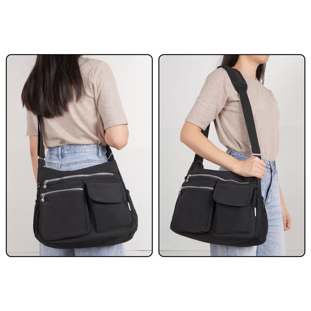 [NICHTAG] Umhängetasche für Männer und Frauen, Crossbody Nylon Tasche, Wasserdicht, mit Taschen, Multifunktional, Großes Fassungsvermögen, Schulterpolster, Leicht,