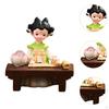 Girl Resin Statue Figurine with Light Folk Ethnic Decoration Doll Toy Gift Traditional Chinese