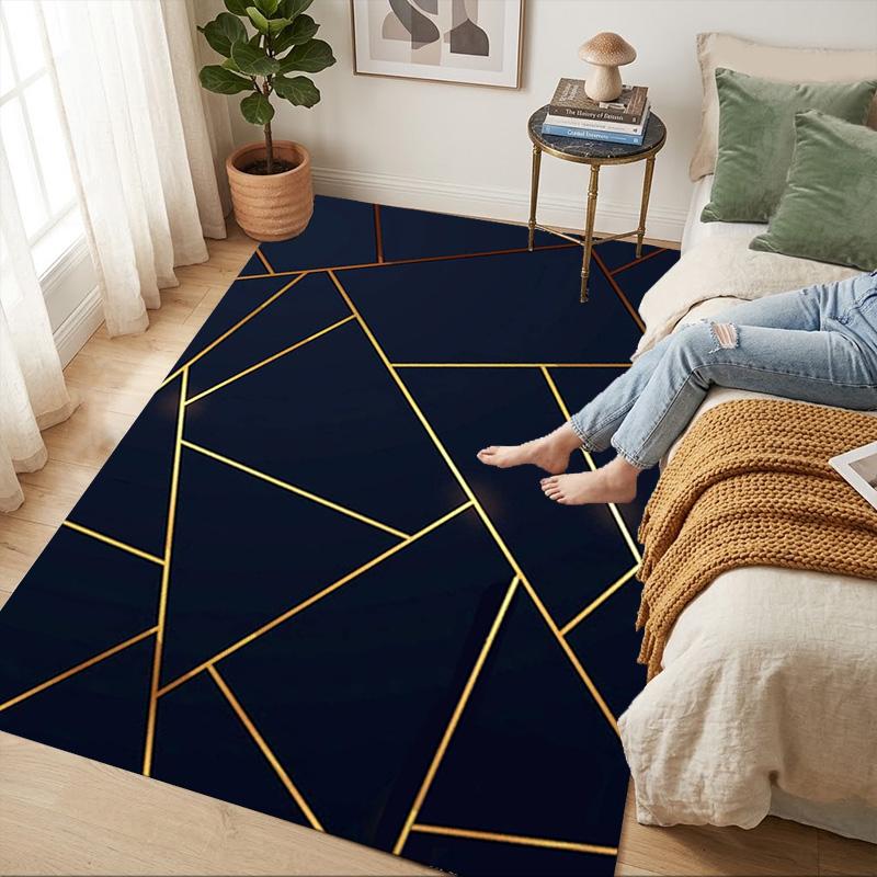 Golden Geometry Living Room Nonslip Area Rug Soft Carpet For Bedroom Game Playroom Sofa Office Home Decor Doormat Christmas Gift C9301883