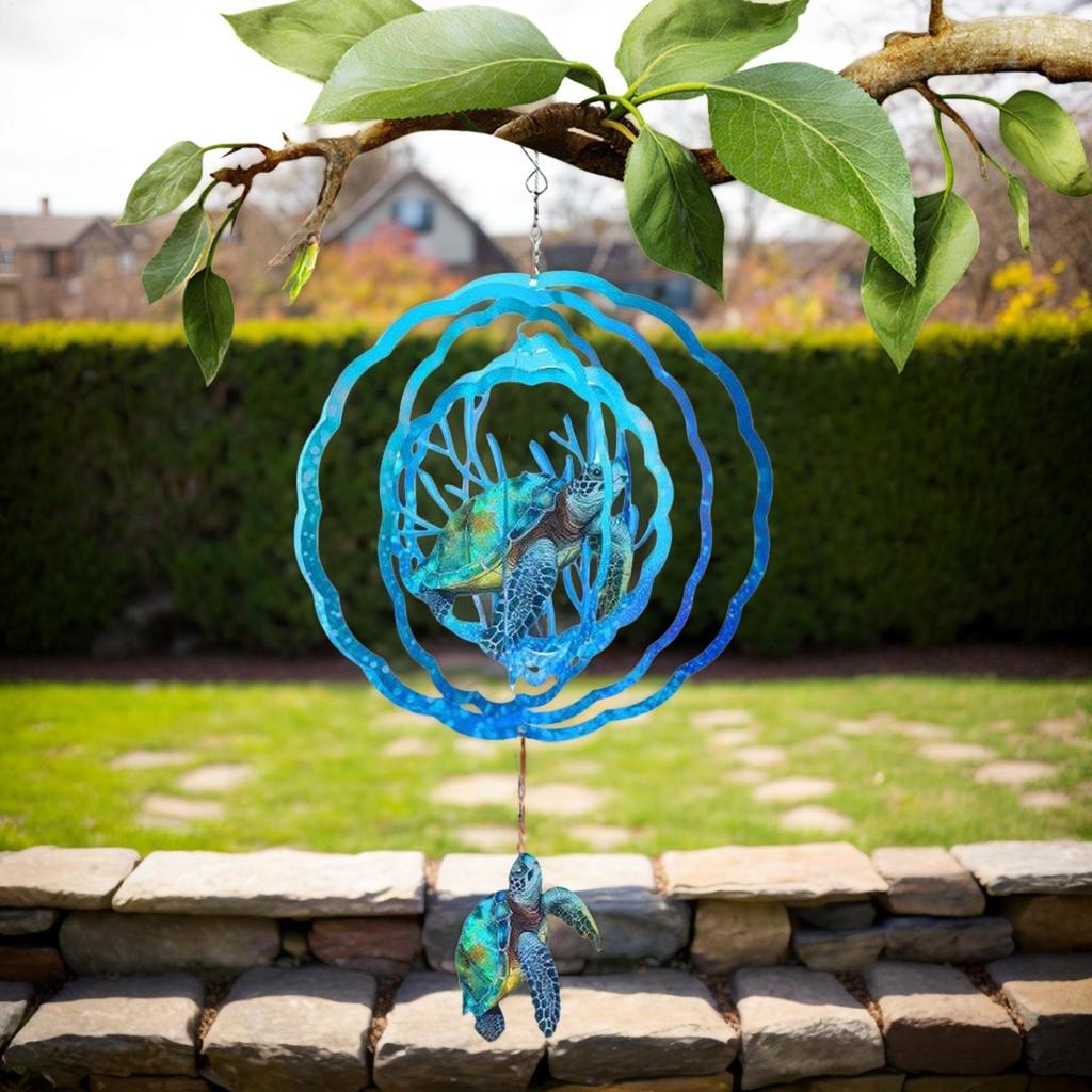 Metal Wind Spinners Hummingbird Turtle Wind Sculpture for Yard and Garden Rustic Hangable Metal Art Decor for Backyard Porch